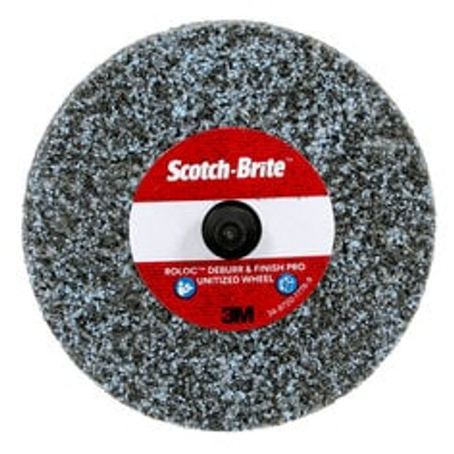 Scotch-Brite Roloc Deburr & Finish PRO Unitized Wheel, DP-UR, 2S Fine, TR, 3 in x 1/4 in, 10/Carton, 40 ea/Case
