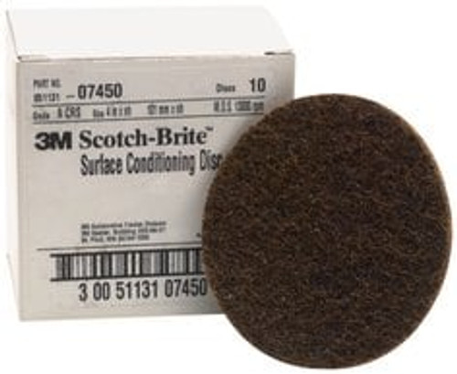 Scotch-Brite Surface Conditioning Disc, SC-DH, 07450, A/O Coarse, 4 in
x NH, 10/Carton, 40 ea/Case