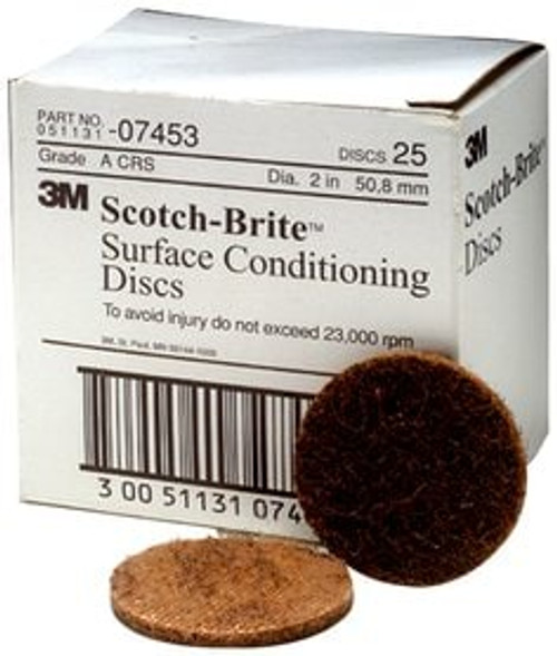 Scotch-Brite Surface Conditioning Disc, SC-DH, 07453, A/O Coarse, 2 in
x NH, 25/Carton, 100 ea/Case