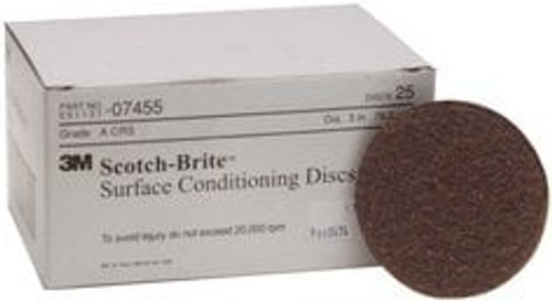 Scotch-Brite Surface Conditioning Disc, SC-DH, 07455, A/O Coarse, 3 in
x NH, 25/Carton, 100 ea/Case