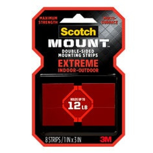 Scotch-Mount Extreme Double-Sided Mounting Strips 414H-ST, 1 in x 3 in (2,54 cm x 7,62 cm) EA, 8 Strips