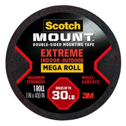 Scotch-Mount Extreme Double-Sided Mounting Tape Mega Roll 414H-LONG-DC, 1 In X 400 In (2,54 Cm X 10,1 M)