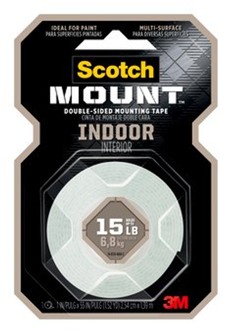 Scotch-Mount Indoor Double-Sided Mounting Tape 214H-DC, 1 In X 55 In
(2,54 Cm X 1,39 M)