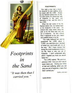 Footprints In The Sand Laminated Bookmark with Tassel - Our Daily Bread ...