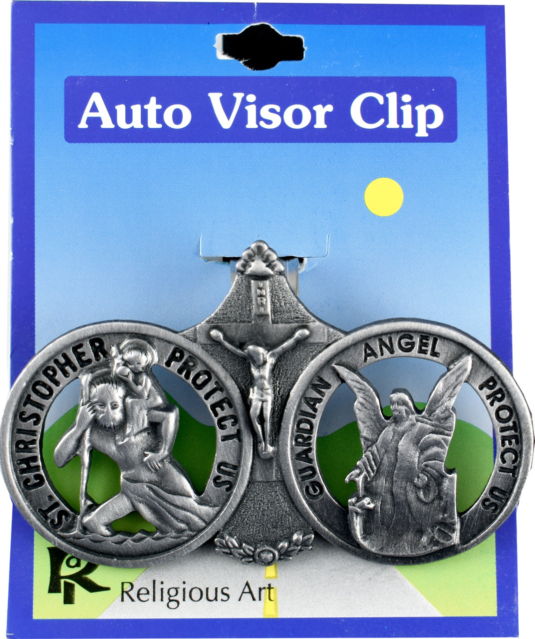 St Christopher & Guardian Angel Visor Clip Our Daily Bread Catholic Gifts