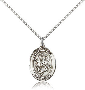 St Sterling Oval Patron Saint Medal 20" Stainless Chain Our