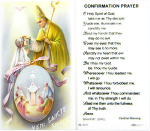 Confirmation Prayer Girl Laminated Holy Card - Our Daily Bread Catholic ...