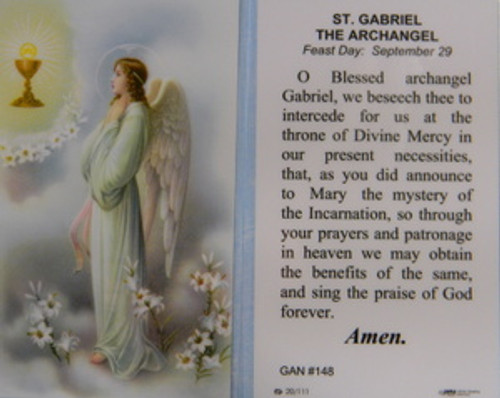 St Gabriel the Archangel Laminated Holy Card