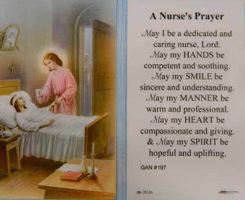 A Nurse's Prayer Laminated Holy Card