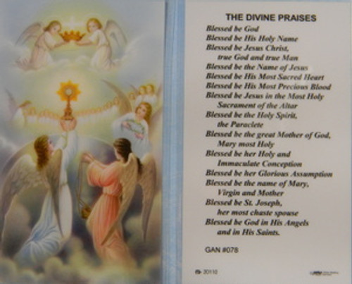 The Divine Praises Laminated Holy Card