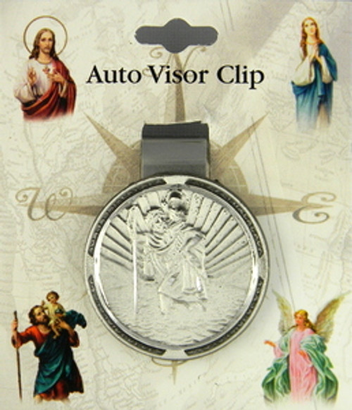 St Christopher Crossing Water Round Visor Clip