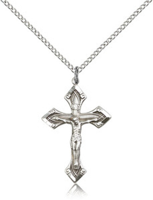 Crucifix Flare Tip Sterling 18" Stainless Chain