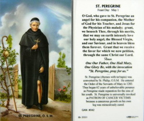 St Peregrine Laminated Holy Card