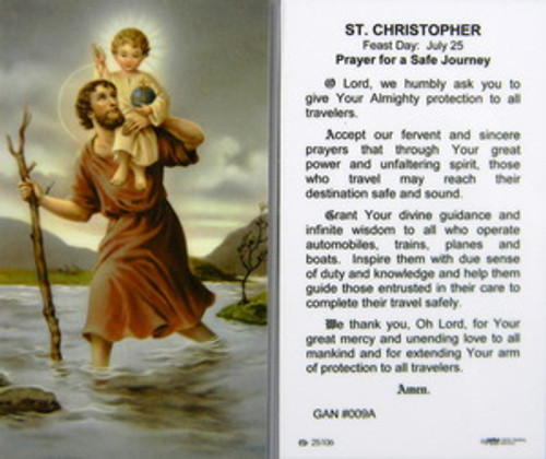St Christopher Laminated Holy Card