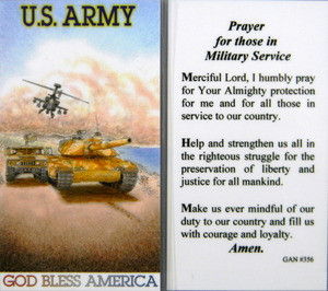 Prayer for Those in Military Service U S Army Laminated Holy Card