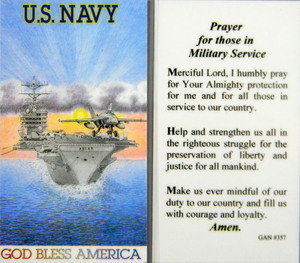 Prayer for Those in Military Service U S Navy Laminated Holy Card