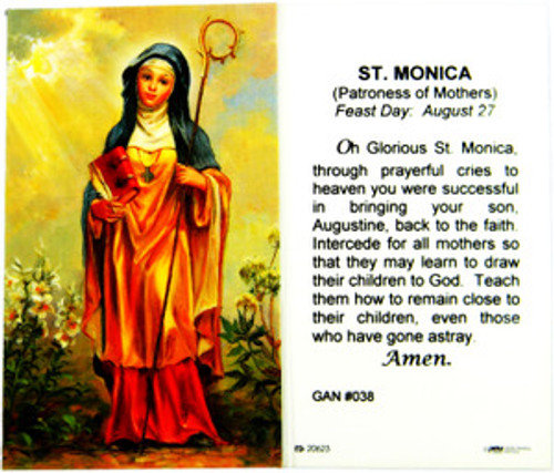 St Monica Laminated Holy Card