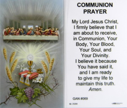 Communion Prayer Laminated Holy Card