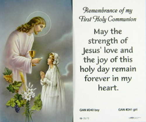 Remembrance of my First Holy Communion Paper Prayer Card