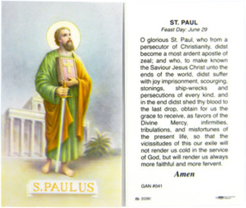 St Paul Laminated Holy Card