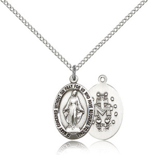 Miraculous Oval medal on 18" Chain
