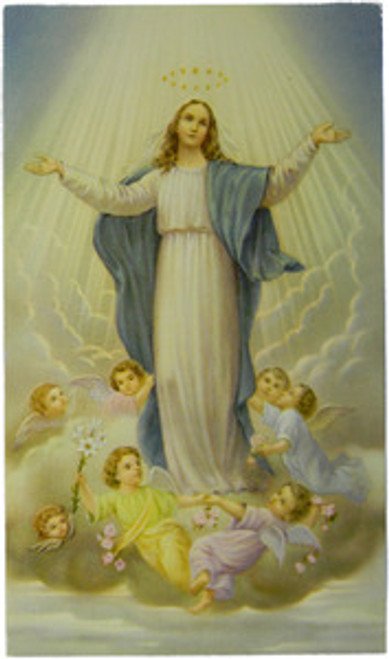 Assumption of Mary Blank Back Paper Holy Card
