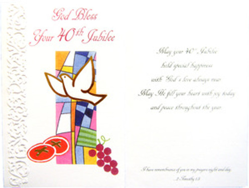 God Bless Your 40th Jubilee Greeting Card
