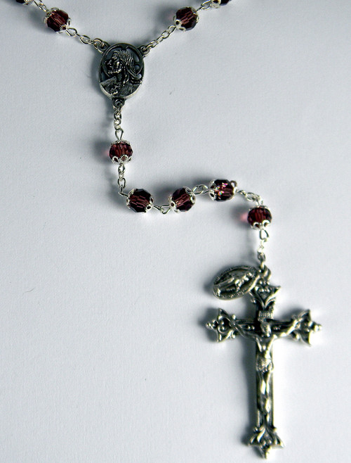 Vienna Collection Austrian Crystal 7mm Amethyst Double Capped Bead Rosary