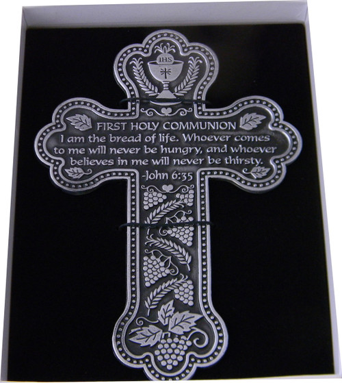 First Holy Communion Pewter Wall Cross 5 1/2"