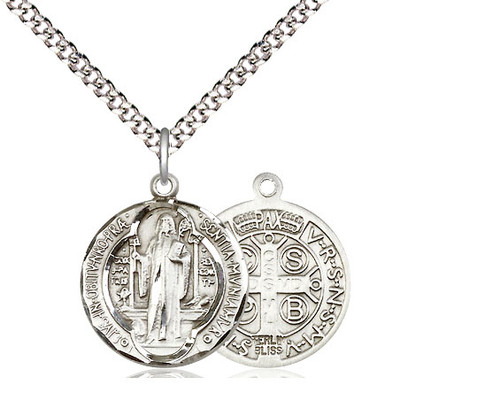 St Benedict Sterling Silver Medal
20-inch light curb chain