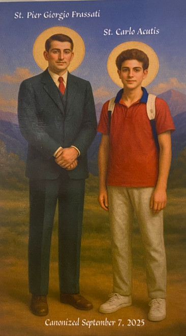 Saint Pier Giorgio Frassati and Saint Carlo Acutis Holy Card