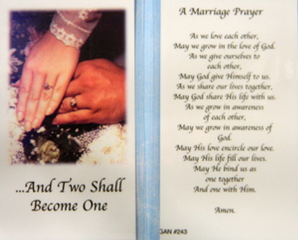 Marriage Prayer Laminated Holy Card