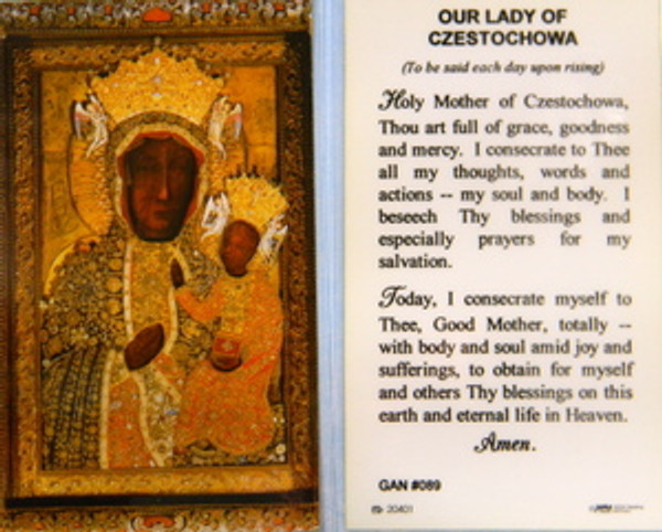 Our Lady of Czestochowa Laminated Holy Card