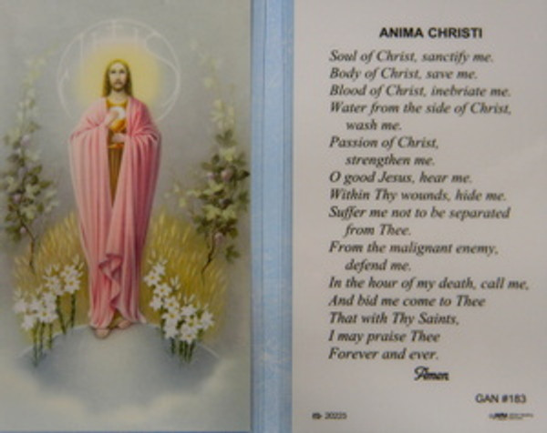 Anima Christi Prayer Laminated Holy Card