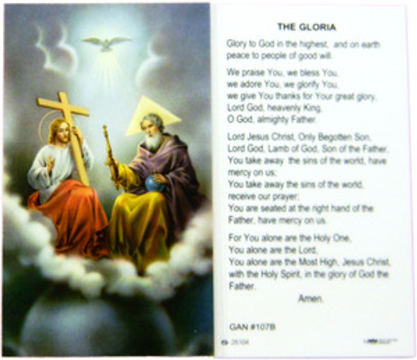 The Gloria Laminated Holy Card