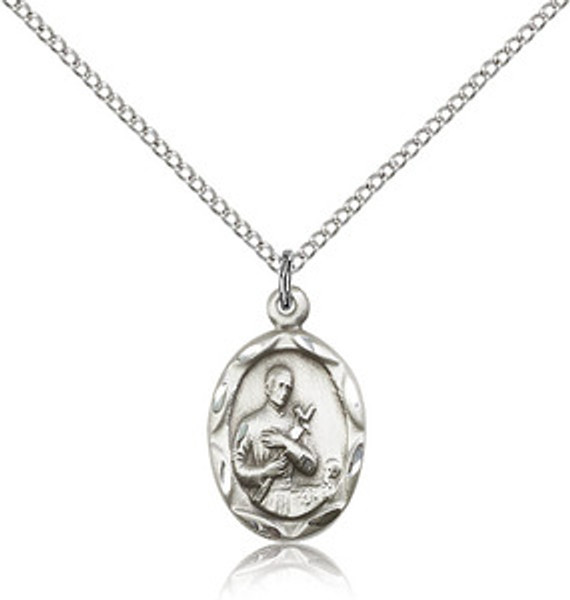 St Gerard, patron of Expectant Mothers, sterling silver medal on a stainless chain