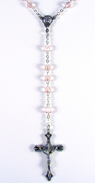 Pink 6mm Glass Bead Rosary