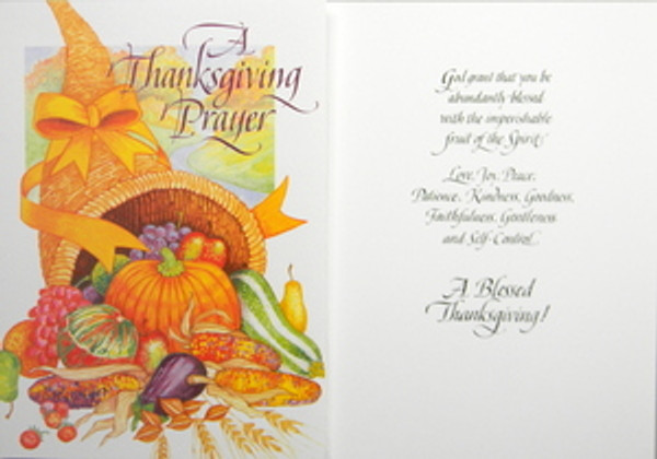 A Thanksgiving Prayer Cornucopia Greeting Card