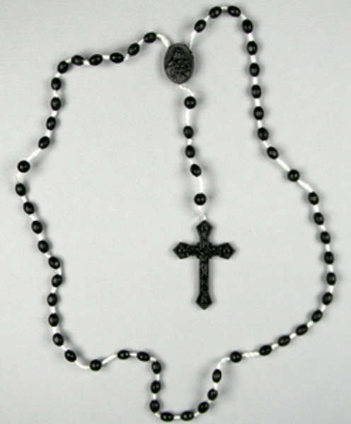Black Plastic Rosary on Nylon Cord