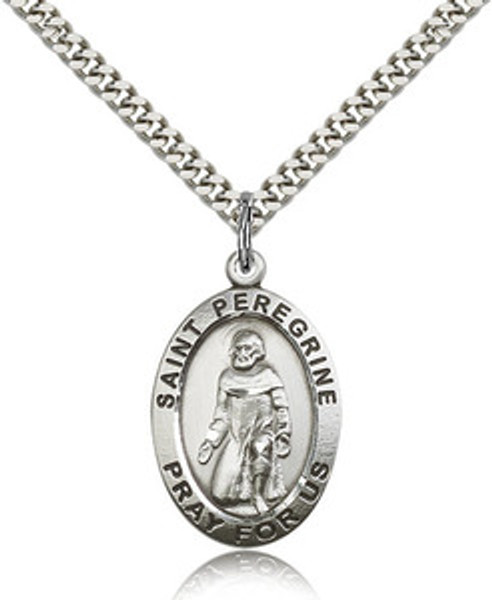 Saint Peregrine Sterling Silver Medal
Stainless Chain