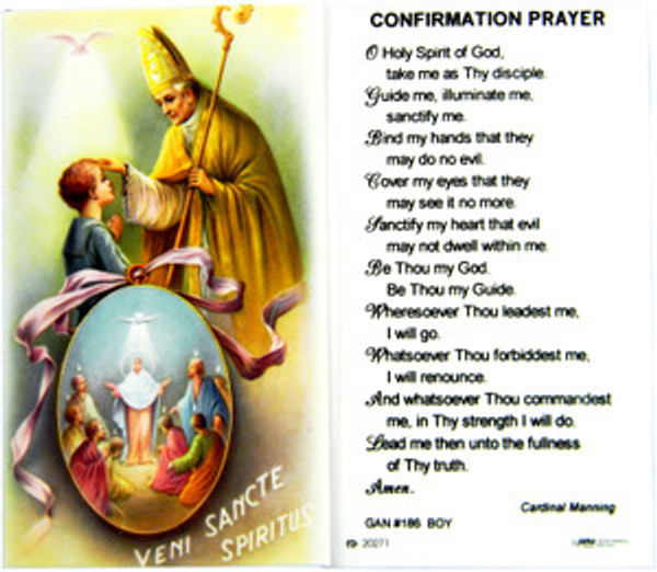 Confirmation Prayer Boy Laminated Holy Card