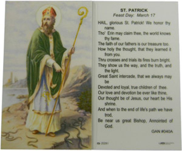 St Patrick Laminated Holy Card