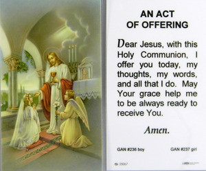 Communion Girl An Act of Offering Laminated Holy Card
