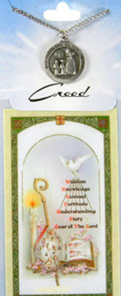 Confirmation Pewter Medal with Holy Card