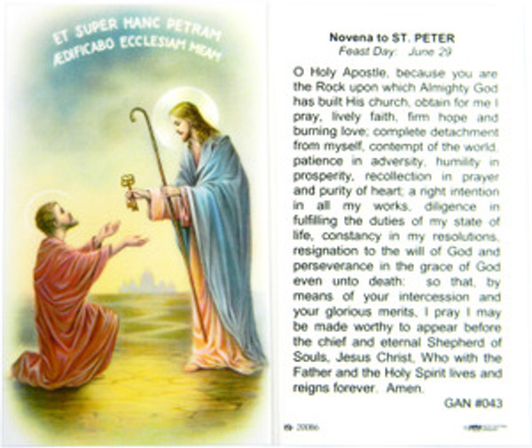 Novena to St Peter Laminated Holy Card