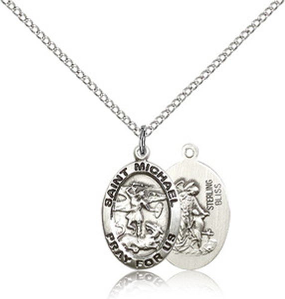 St Michael the Archangel Sterling Medal
on an 18" stainless lite curb chain