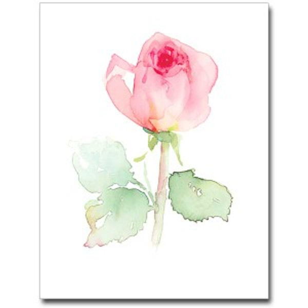 Floral Water Colors Pink Rose Petite Notes