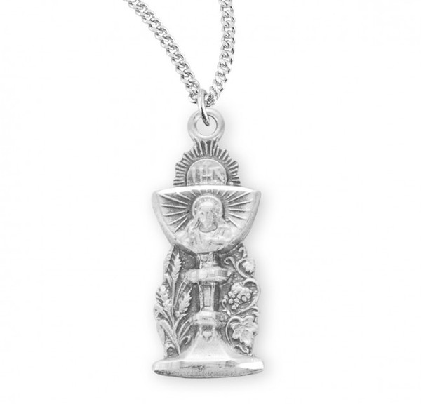 Chalice sterling pendant on 18" rhodium plated curb chain