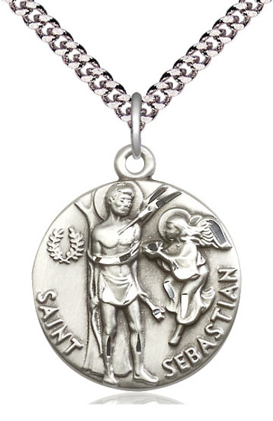 Saint Sebastian Round Sterling Medal
24-inch stainless chain