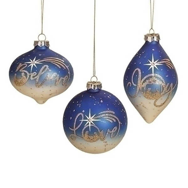 Blue Glass Assorted Christmas Ornaments